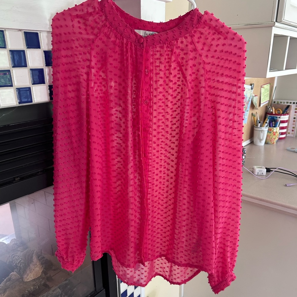 Boden Sheer hot Pink blouse